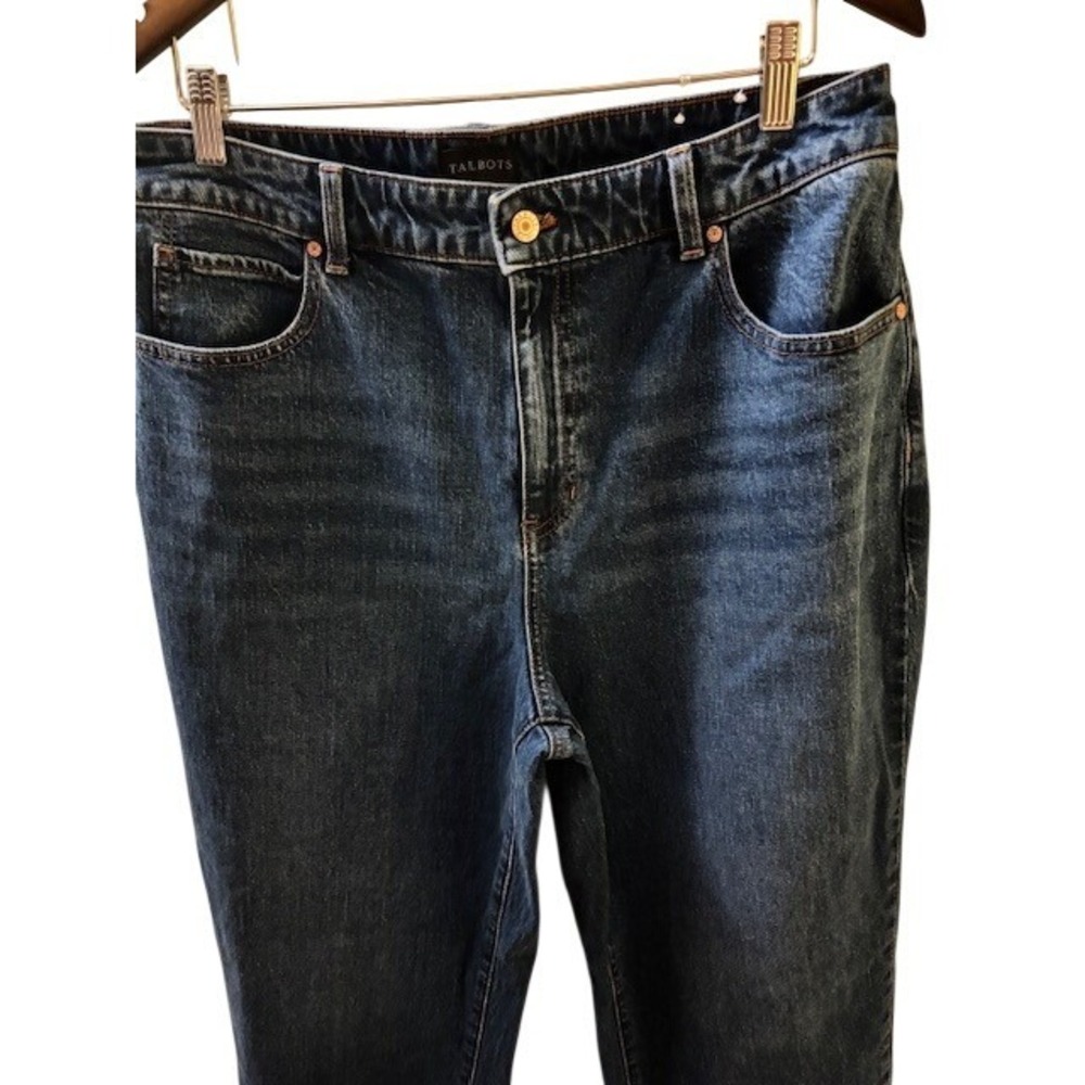 Talbots Women's 14 High Waist Relaxed Jean Dark Wash Denim Pants
